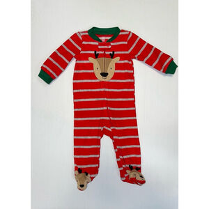 Unisex Baby Just One You by Carter's 9M Red footed pajamas reindeer Christmas